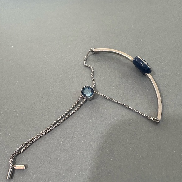Swarovski Sterling Silver Adjustable Bracelet with Dark Blue Gems